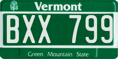 VT license plate BXX799