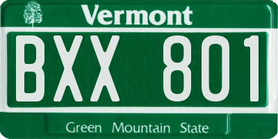 VT license plate BXX801
