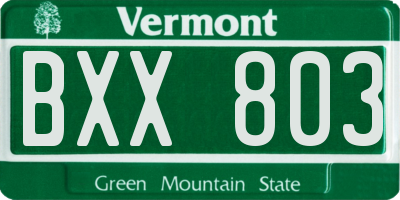 VT license plate BXX803