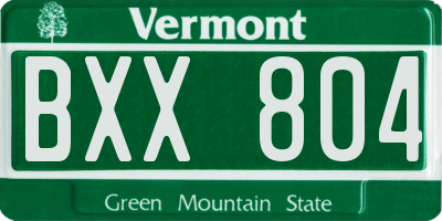 VT license plate BXX804