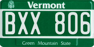 VT license plate BXX806