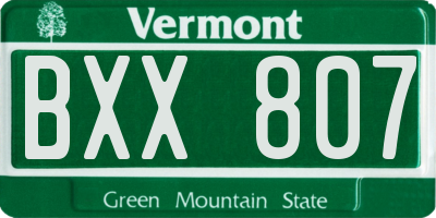 VT license plate BXX807