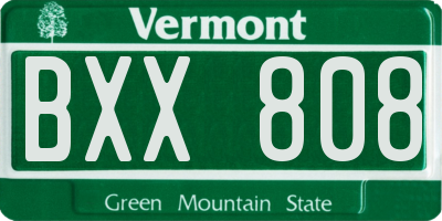 VT license plate BXX808