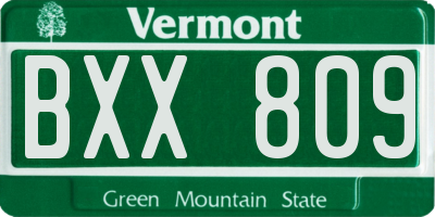 VT license plate BXX809