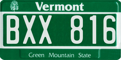 VT license plate BXX816