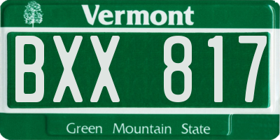VT license plate BXX817