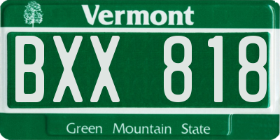 VT license plate BXX818