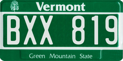 VT license plate BXX819