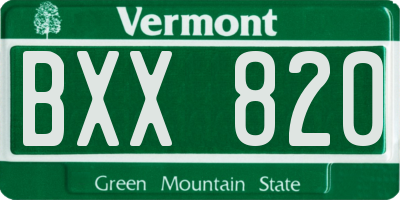 VT license plate BXX820