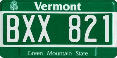 VT license plate BXX821