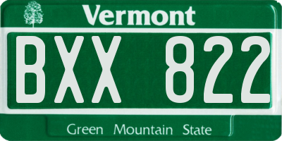 VT license plate BXX822