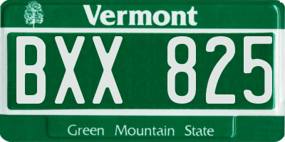 VT license plate BXX825