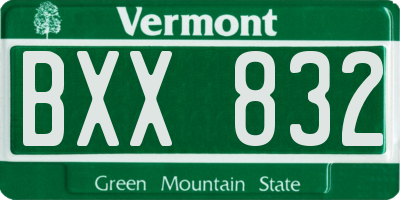 VT license plate BXX832