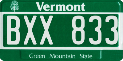 VT license plate BXX833
