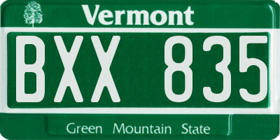 VT license plate BXX835