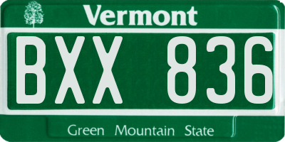VT license plate BXX836