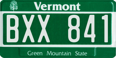 VT license plate BXX841