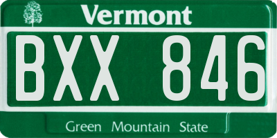 VT license plate BXX846