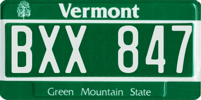 VT license plate BXX847