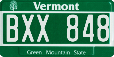 VT license plate BXX848
