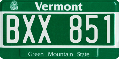 VT license plate BXX851