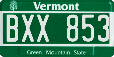 VT license plate BXX853