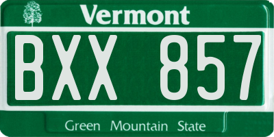VT license plate BXX857