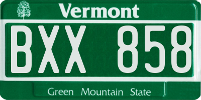 VT license plate BXX858