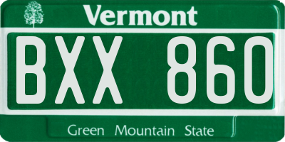 VT license plate BXX860