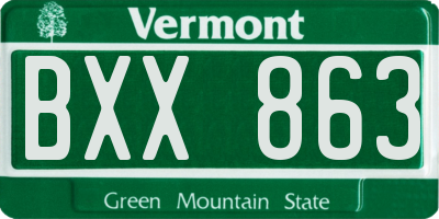 VT license plate BXX863