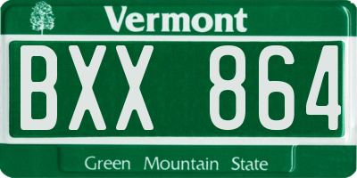 VT license plate BXX864