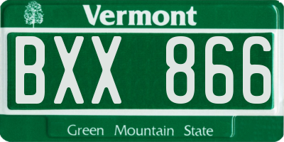 VT license plate BXX866