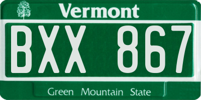 VT license plate BXX867