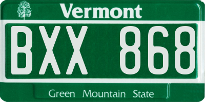 VT license plate BXX868