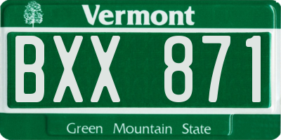VT license plate BXX871