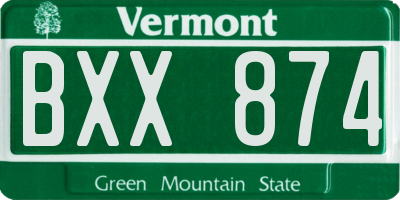 VT license plate BXX874