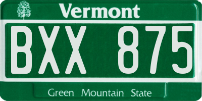VT license plate BXX875
