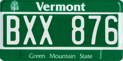 VT license plate BXX876