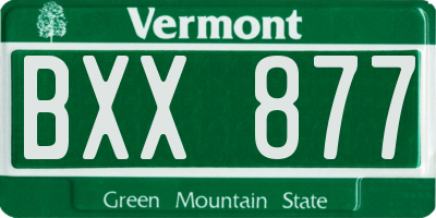 VT license plate BXX877