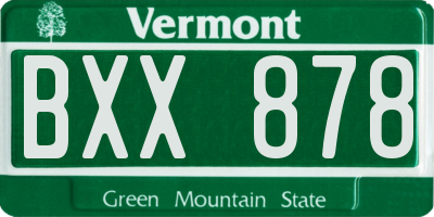 VT license plate BXX878