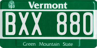 VT license plate BXX880