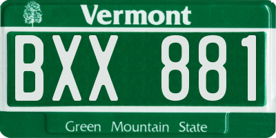 VT license plate BXX881