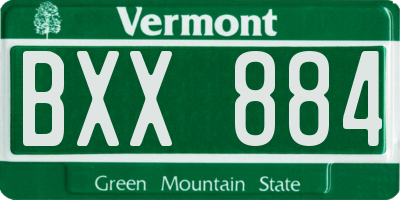 VT license plate BXX884