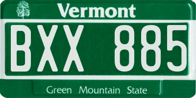 VT license plate BXX885