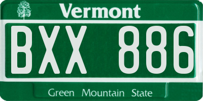 VT license plate BXX886