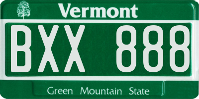 VT license plate BXX888