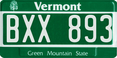 VT license plate BXX893