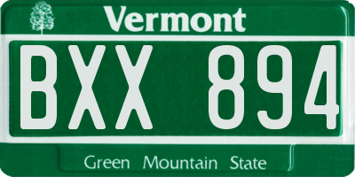VT license plate BXX894
