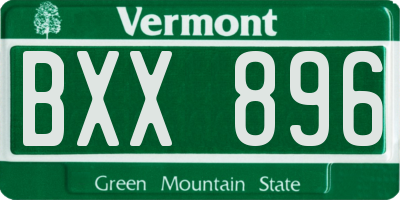 VT license plate BXX896