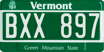 VT license plate BXX897